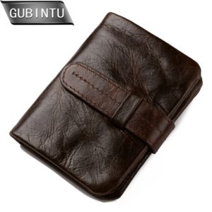 GUBINTU Wallet Vintage Genuine Leather Men Short Bifold Wallets Card Holder Purse Coin Pocket Male Zipper Purses