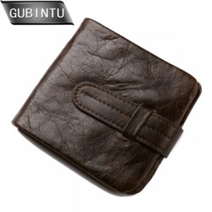 GUBINTU Wallet Vintage Genuine Leather Men Short Bifold Wallets Card Holder Purse Coin Pocket Male Zipper Purses
