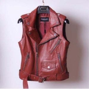 Women’s branded genuine leather vest coats ladies natural sheepskin jackets turn-down collar black red plus oversized 2xl xxxxl