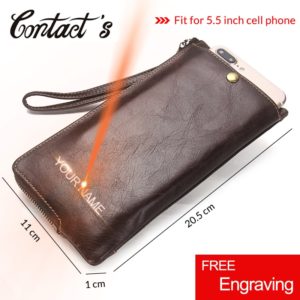 2019 Men Wallet Clutch Genuine Leather Brand Rfid  Wallet Male Organizer Cell Phone Clutch Bag Long Coin Purse Free Engrave