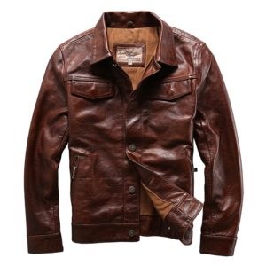 AVIREXFLY men genuine cow skin leather jacket mens cowhide casual vintage biker leather jacket Casual Single-breasted jackets
