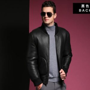 Free shipping.Plus size genuine leather Jacket,men’s natural shearling jackets.Classic MA1 Bomber Pilot coat,winter warm wool