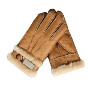 Genuine Leather Fur Gloves Fashion Men Winter Autumn Thermal Sheepskin Snow Mittens Outdoor Five Finger Wrist Gloves