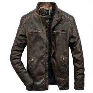 Male Winter Warm Casual Fashion Jacket Coat Genuine Leather  Jacket  Men  Motorcycles Vintage Brown Black Parka Cool  Slim