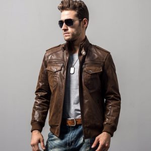 Men’s pigskin motorcycle real leather jacket padding cotton winter warm coat male Genuine Leather jacket
